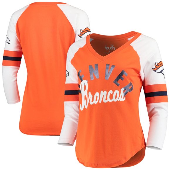Women's Denver Broncos 3/4 Sleeve T-Shirt Touch By Alyssa Milano V-Neck NEW - Picture 2 of 8
